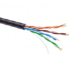 Кабель витая пара кат. 5E неэкранированный U/UTP, 4 пары, светостабилизированный ПЭ, цвет внешней оболочки черный, коробка 305 м  RN5EUUKPEBK  DKC