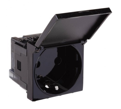 Розетка с крышкой "Черный квадрат", 2P+E, с з/ш, "Avanti", 2 мод.  4402012  DKC