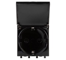 Розетка с крышкой "Черный квадрат", 2P+E, с з/ш, "Avanti", 2 мод.  4402012  DKC