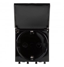 Розетка с крышкой "Черный квадрат", 2P+E, с з/ш, "Avanti", 2 мод.  4402012  DKC