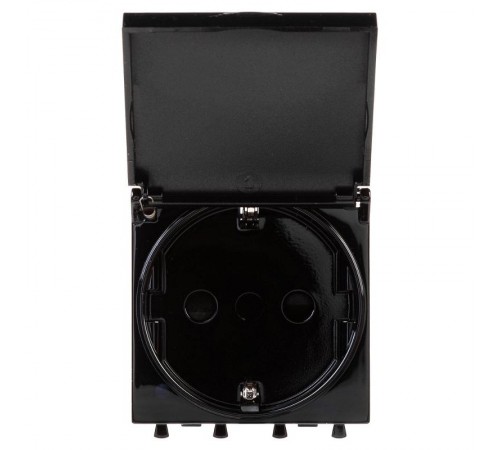 Розетка с крышкой "Черный квадрат", 2P+E, с з/ш, "Avanti", 2 мод.  4402012  DKC