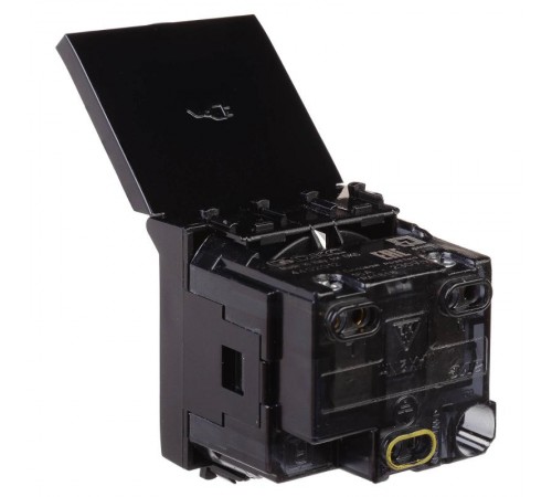 Розетка с крышкой "Черный квадрат", 2P+E, с з/ш, "Avanti", 2 мод.  4402012  DKC