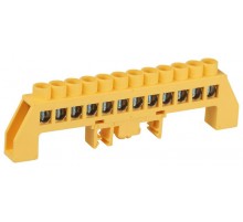 Шина  NO-224-118 PE земля в комбинированном изоляторе на DIN-рейку ШНИ-8х12-12-Д-желтый  Б0062978  ЭРА