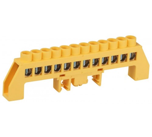 Шина  NO-224-118 PE земля в комбинированном изоляторе на DIN-рейку ШНИ-8х12-12-Д-желтый  Б0062978  ЭРА