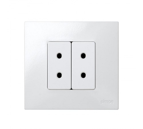 Simon 27 Розетка двухполюсная б/з, с защитными шторками, узкий модуль, S27, белый  27431-64  Simon