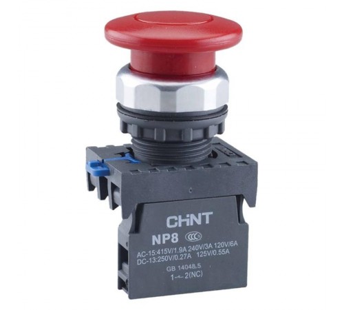 Кнопка "Грибок" 40мм с самовозвратом NP8-11M/14 красная 1НО+1НЗ IP65 (R)  667265  CHINT