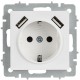 BRITE Розетка 1-местная с заземлением с защитными шторками 16А с USB A+A 5В 2,1А РЮш10-1-БрАБ арктический белый   BR-R14-16-U21-D21-K91  IEK