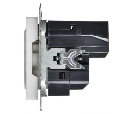 BRITE Розетка 1-местная с заземлением с защитными шторками 16А с USB A+A 5В 2,1А РЮш10-1-БрАБ арктический белый   BR-R14-16-U21-D21-K91  IEK