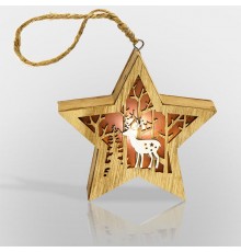 Деревянная фигурка с подсветкой "Звездочка" 24*13*3,6 см  504-022  NEON-NIGHT