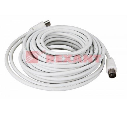 Шнур ТВ гнездо - ТВ штекер, длина 10 метров, белый  18-0007  REXANT
