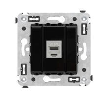 Компьютерная розетка RJ-45 без шторки в стену, кат.5e одинарная экранированная, "Avanti", "Черный квадрат"  4402763  DKC