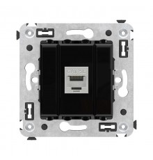 Компьютерная розетка RJ-45 без шторки в стену, кат.5e одинарная экранированная, "Avanti", "Черный квадрат"  4402763  DKC