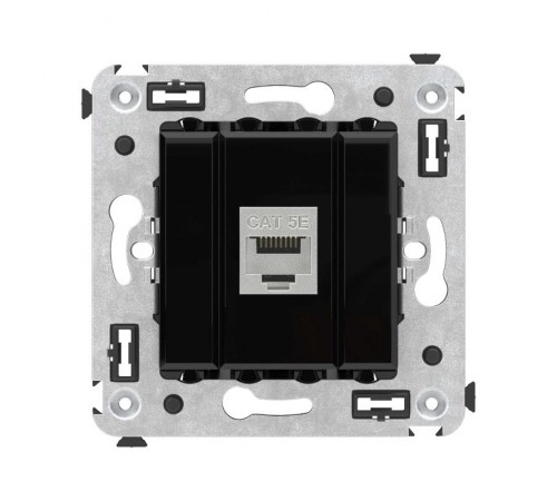 Компьютерная розетка RJ-45 без шторки в стену, кат.5e одинарная экранированная, "Avanti", "Черный квадрат"  4402763  DKC