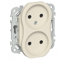 FLITE Розетка 2-ая без заземления со шторками 10А РСш02-0-ФлСл сливочный  FI-R23-10-K86  IEK