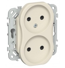 FLITE Розетка 2-ая без заземления со шторками 10А РСш02-0-ФлСл сливочный  FI-R23-10-K86  IEK