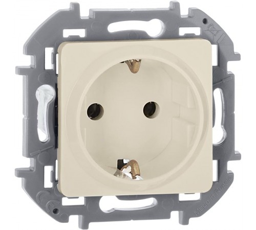 Inspiria Слоновая кость Розетка с заземлением С/У со шторками 16А без рамки  673731  Legrand