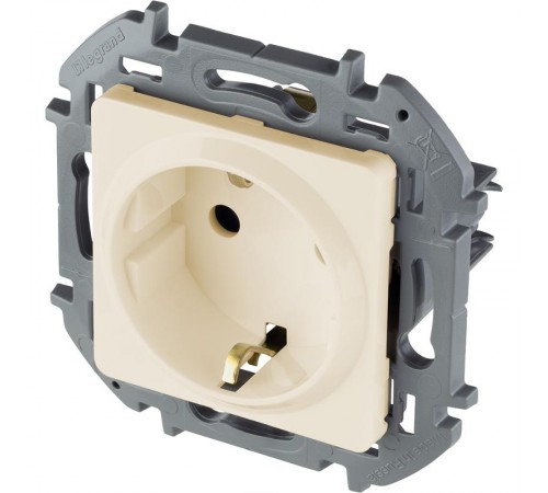 Inspiria Слоновая кость Розетка с заземлением С/У со шторками 16А без рамки  673731  Legrand