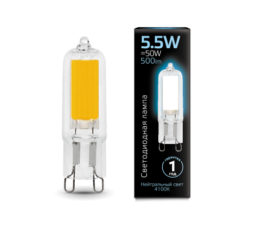 Лампа светодиодная Black LED G9 AC220-240V 5.5W 500lm 4100K Glass  107809205  Gauss