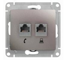 Glossa Платина Розетка 2-ая RJ11+RJ45, кат.5E  GSL001285  SE