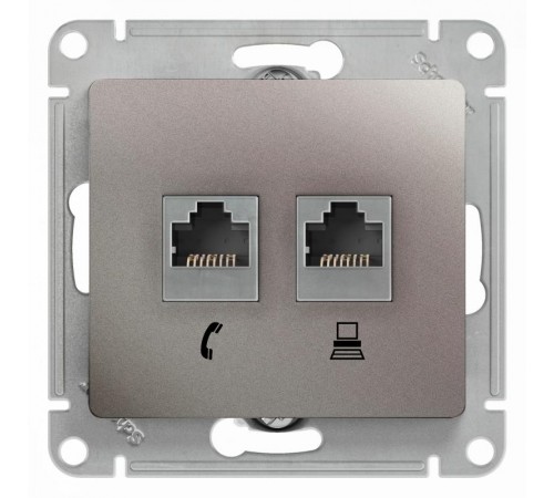 Glossa Платина Розетка 2-ая RJ11+RJ45, кат.5E  GSL001285  SE