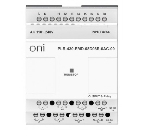 ПЛК 430 Модуль IO 8 DI 8 RO 220В AC  PLR-430-EMD-08D08R-0AC-00  ONI