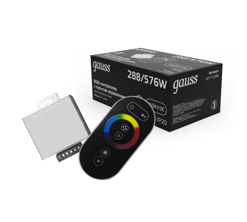 Контроллер для RGB 288W 24А с сенсорным пультом управления цветом (черный)  201113288  Gauss