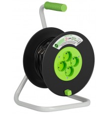 Удлинитель силовой ЭРА GREEN LINE KAT-2x1-30m Greenline на катушке пластик 4 розетки без заземления 30м ПВС 2x1мм2   Б0065105  ЭРА