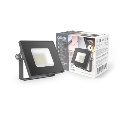 Прожектор  BASIC 10W 820lm 6500K 200-240V IP65 графитовый LED 1/20  688100310  Gauss