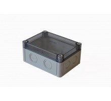 Коробка 150х110х73 ПК поликорбанат,серый цвет корпуса ,крышка низкая,прозрачная,пластинаМП1  КР2801-721  HEGEL