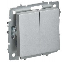 BRITE Выключатель 2-клавишный перекрестный 10А ВС10-2-3-БрА алюминий  BR-V23-0-10-K47  IEK