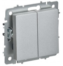 BRITE Выключатель 2-клавишный перекрестный 10А ВС10-2-3-БрА алюминий  BR-V23-0-10-K47  IEK