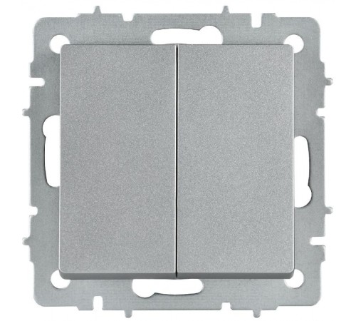 BRITE Выключатель 2-клавишный перекрестный 10А ВС10-2-3-БрА алюминий  BR-V23-0-10-K47  IEK