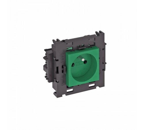 Розетка одинарная 0° Modul45connect франц. стандарт, 250 В, 16A (зеленый) (STD-F0C8 MZGN1)  6120606  OBO Bettermann