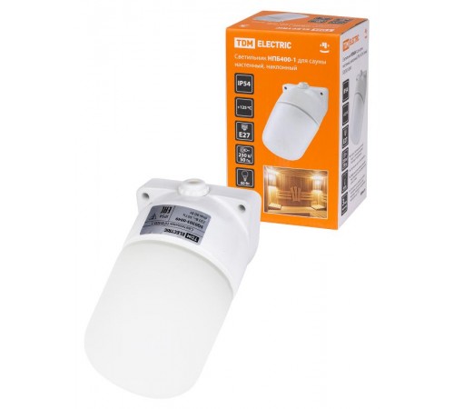 Светильник для бань и саун  НПБ 400-1 60Вт ЛН E27 IP54 настенный, наклонный  SQ0303-0049  TDM