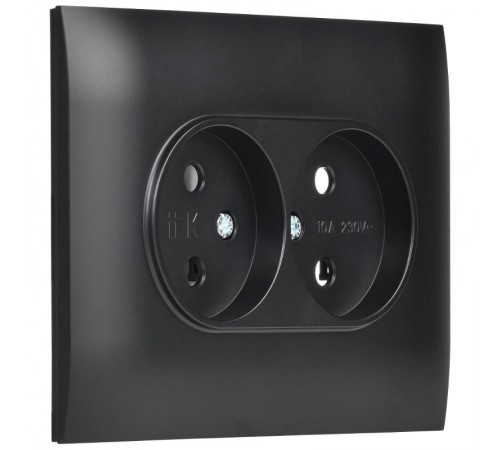SKANDY Розетка 2-местная без заземления без защитных шторок 10А в сборе SK-R10Bl черный  SK-R20-10-K02-F  IEK