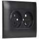 SKANDY Розетка 2-местная без заземления без защитных шторок 10А в сборе SK-R10Bl черный  SK-R20-10-K02-F  IEK
