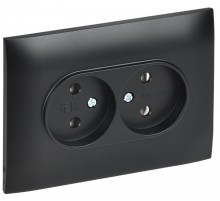 SKANDY Розетка 2-местная без заземления без защитных шторок 10А в сборе SK-R10Bl черный  SK-R20-10-K02-F  IEK