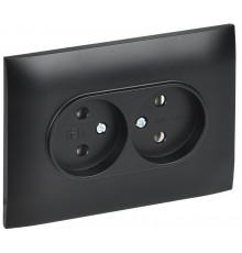 SKANDY Розетка 2-местная без заземления без защитных шторок 10А в сборе SK-R10Bl черный  SK-R20-10-K02-F  IEK