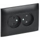 SKANDY Розетка 2-местная без заземления без защитных шторок 10А в сборе SK-R10Bl черный  SK-R20-10-K02-F  IEK
