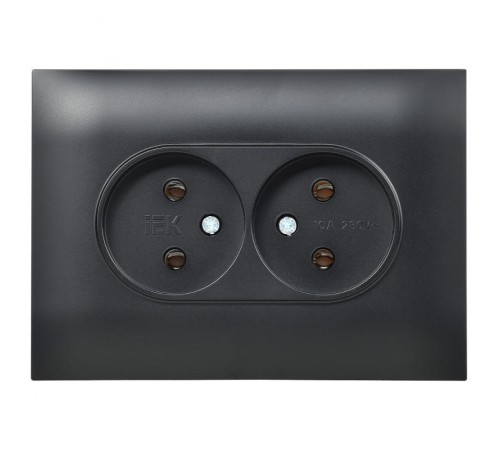 SKANDY Розетка 2-местная без заземления без защитных шторок 10А в сборе SK-R10Bl черный  SK-R20-10-K02-F  IEK