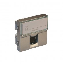 Розетка RJ 45 - Программа Mosaic - категория 6 - FTP 90° - 2 модуля - алюминий - LCS  079492  Legrand