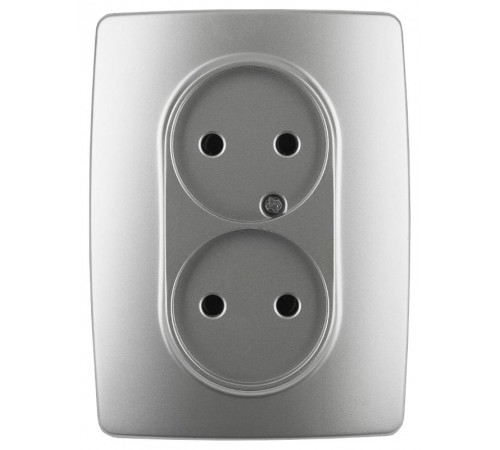 12-2107-03  Розетка 2-ая без заземления, 16A-250В, IP20, Эра12, алюминий  Б0031240  ЭРА