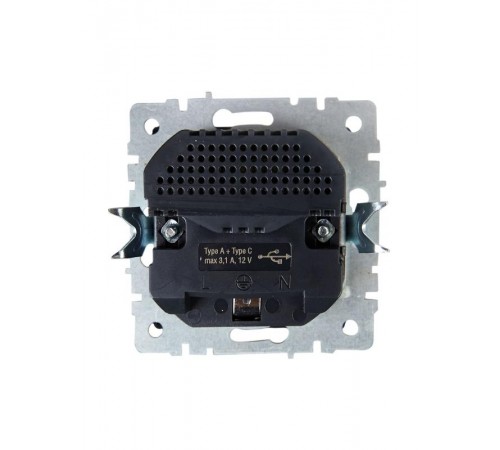 BRITE Розетка с заземлением со шторками 16А с USB A+C 18Вт РЮш11-1-БрМ маренго  BR-R14-16-U22-018-K35  IEK