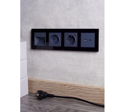 BRITE Розетка с заземлением со шторками 16А с USB A+C 18Вт РЮш11-1-БрМ маренго  BR-R14-16-U22-018-K35  IEK