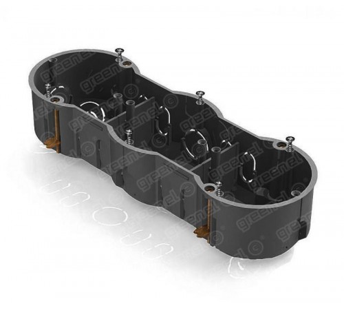 Коробка установочная 3-местная 212х70х45мм. для с/п в полых стенах (с саморезами, с металлическими зажимами)  GE40024  GREENEL