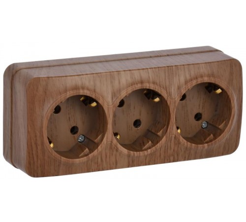 РС23-3-ХД Розет. 3-ая с з/к о/у 16А GLORY дуб  ERH31-K24-16  IEK
