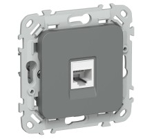 FLITE Розетка компьютерная RJ45 кат.6 UTP РК6-1-0-ФлМА мокрый асфальт  FI-K12-2-K80  IEK