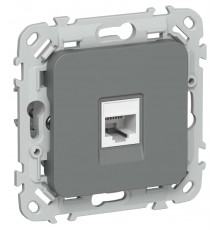 FLITE Розетка компьютерная RJ45 кат.6 UTP РК6-1-0-ФлМА мокрый асфальт  FI-K12-2-K80  IEK