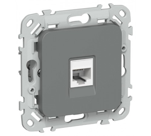 FLITE Розетка компьютерная RJ45 кат.6 UTP РК6-1-0-ФлМА мокрый асфальт  FI-K12-2-K80  IEK