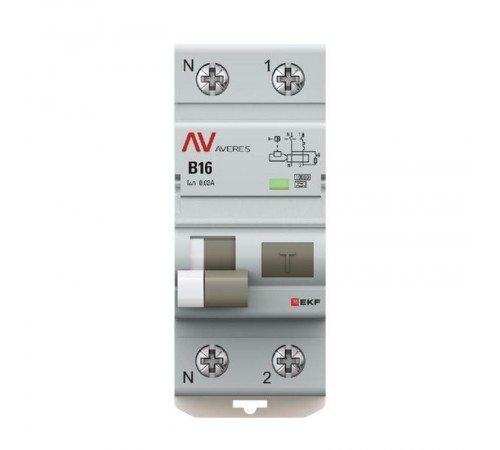 Дифференциальный автомат (УЗО) DVA-10 1P+N 16А (B) 30мА (A) 10кА  AVERES rcbo10-1pn-16B-30-a-av EKF